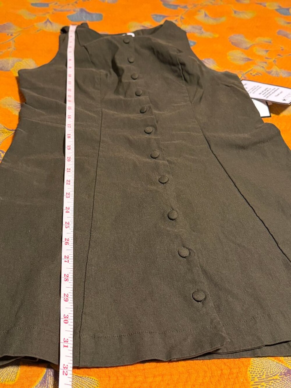 Alex & Sophia Olive Green Button Front Sleeveless Dress NWOT JR. 13/14